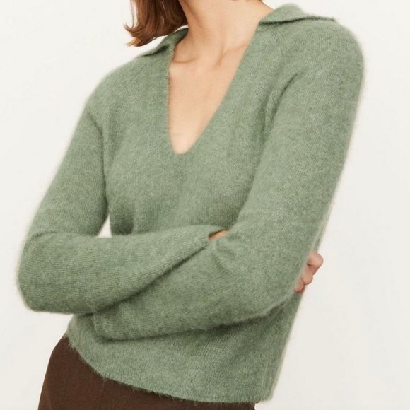 Vince Sweaters - Vince Women's Alpaca & Wool Brushed Cross Front Pullover in Jadeite. XL. EUC.